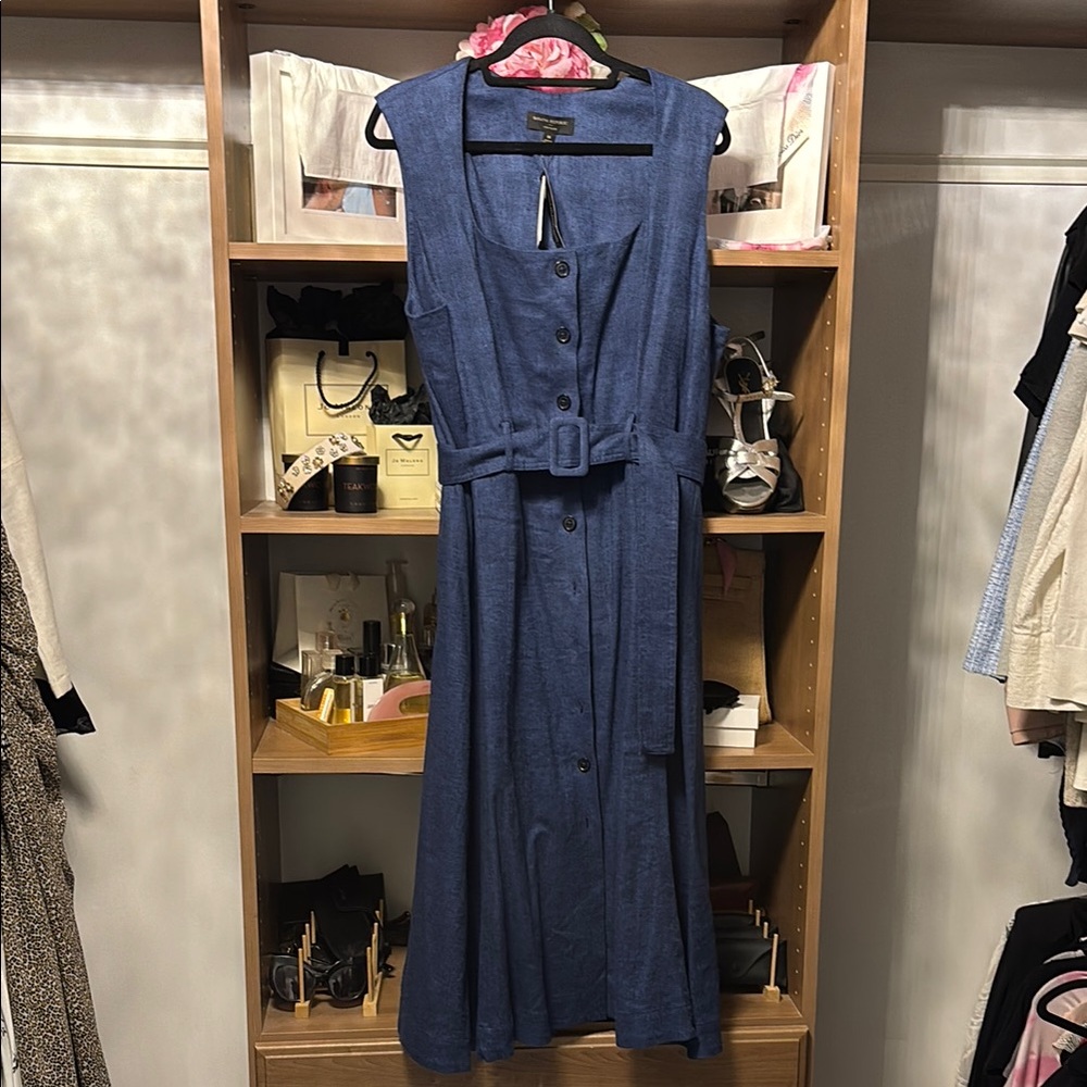 Blue Sleeveless Belted Dress NWT Banana Republic